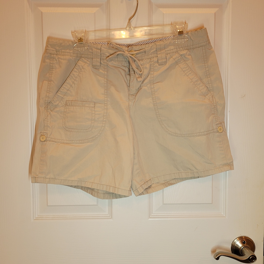 Tommy Hilfiger Light Tan Cargo Shorts Drawstring And Button Fly Sz 10